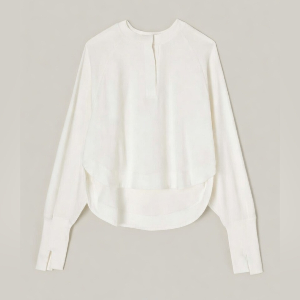 Moussy Vintage White Pullover Women's L Raglan‎ Sweatshirt Knit Mesh Refined
